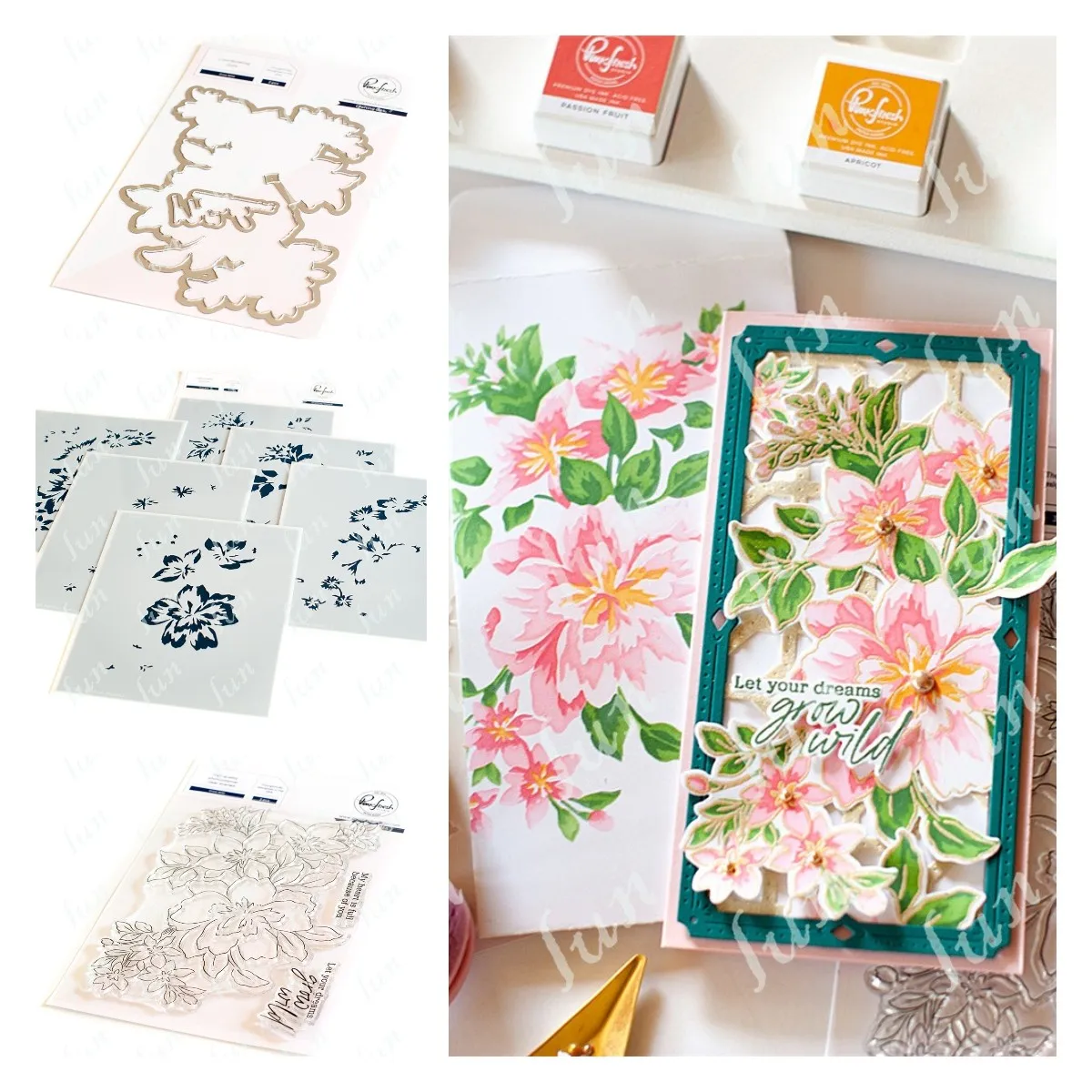 

Grow Wildflowers Metal Cutting Dies Clear Stamps and Layering Stencils Sets Diy Scrapbook Diary Decoration Embossing Template