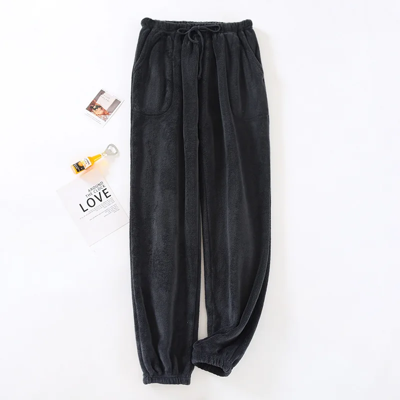 Sleeping Pants For Men Autumn Winter Flannel Warm Sleepwear Plush Coral Velvet Home Pajama Pants Man Thicken Pyjama Trousers