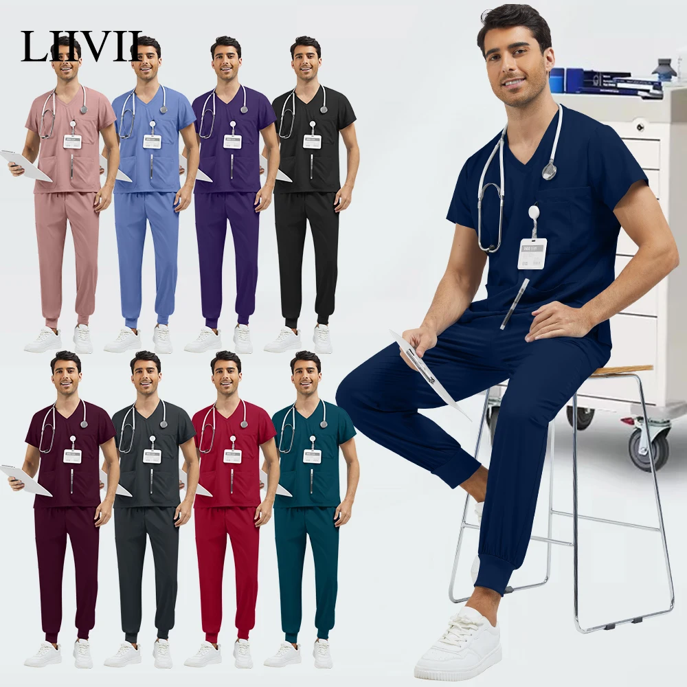 

New Style Jogging Suit Nurse Uniform Women Casual Pocket Top Pants Lab Pharmacy Work Clothes Medical Hospital Doctor Nursing Set