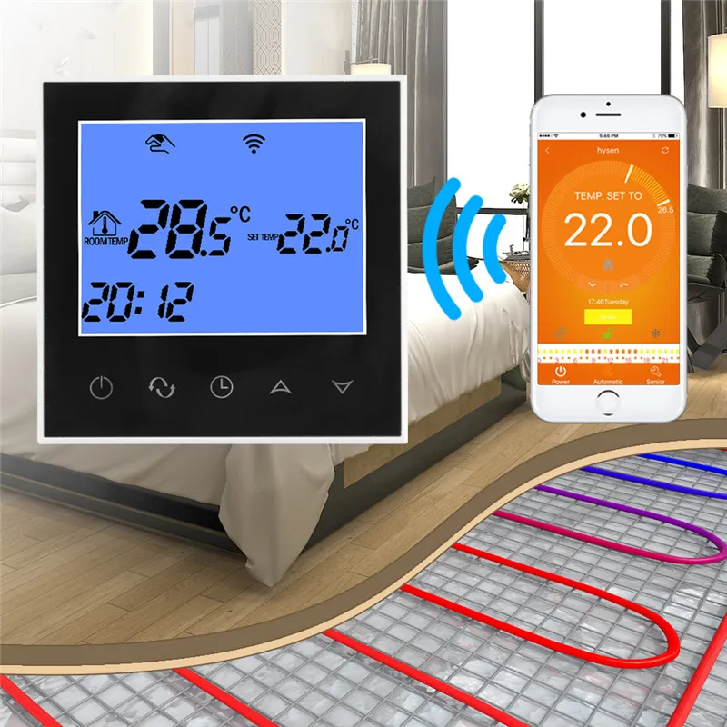 

WiFi Thermostat Remote Control for Electric Floor Heating 12/16A Underfloor Infrared Heater Temperature Control by Phone HT1269