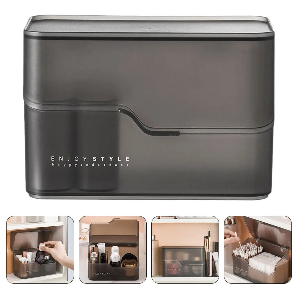 

1Pcs Storage Box Premium Plastic Makeup Organizer for Desktop Home Bathroom Office Use Sturdy Multifunctional Case
