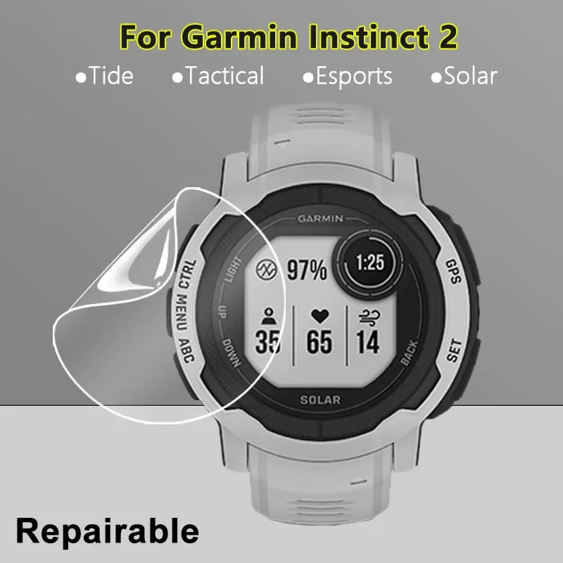 Ultra Clear Screen Protector For Garmin Instinct 2 / 2S Solar Smart Watch Soft TPU Repairable Hydrogel Film -Not Tempered Glass