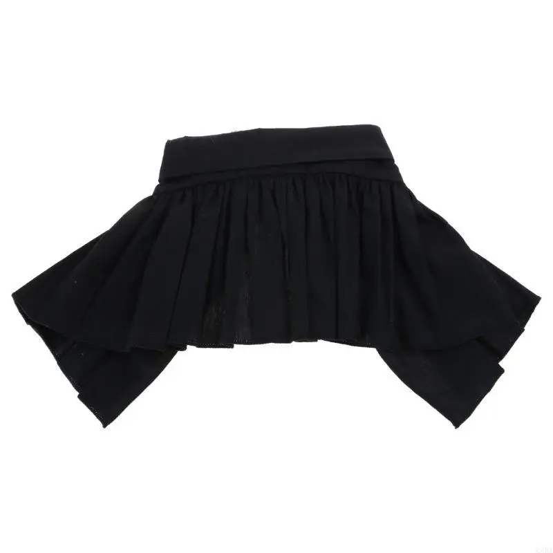 Women Gothic Punk Vintage Black Fake Collar Detachable Dickey Half Shirt Pleated Lapel Shawl Scarf Japanese 6XDA