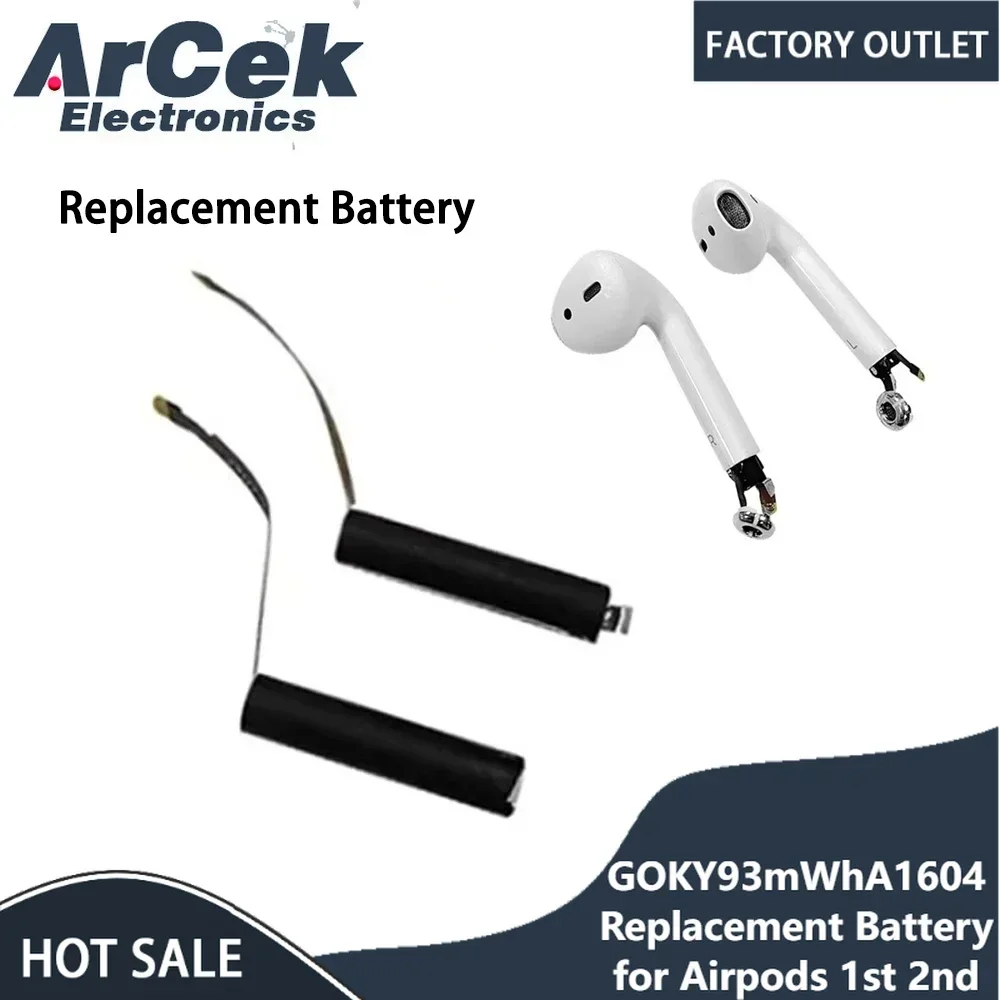 Image of GOKY93mWhA1604 25 mAh Ersatzakku für Airpods 1. 2. A1604 A1523 A1722 A2032 A2031 für Air Pods 1 Air Pods 2 Kopfhörer