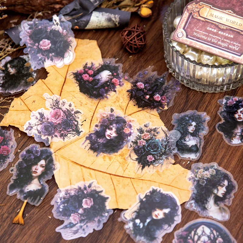 6Style 30pcs/pack Dark PET Sticker Pack Handbook DIY Decoration Material image 3