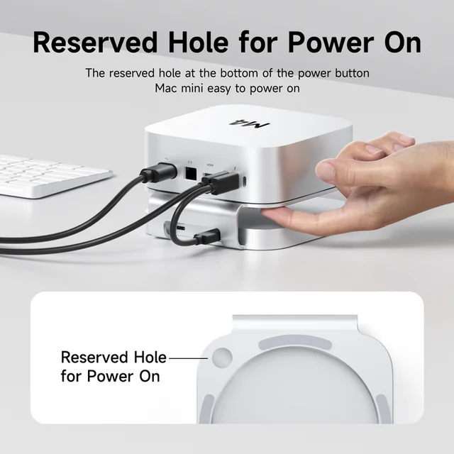 Hagibis USB C Hub with M.2 SSD Enclosure for Mac Mini M4/M4 Pro Stand Type-C Docking Station SSD Case USB3.2 Gen2 SD4.0 TF4.0 3 Hagibis MC60 USB-C Hub and Stand for Mac Mini M4 / M4 Pro with M.2 SSD Enclosure – USB 3.2 Gen 2, SD 4.0 / TF 4.0 – view 3