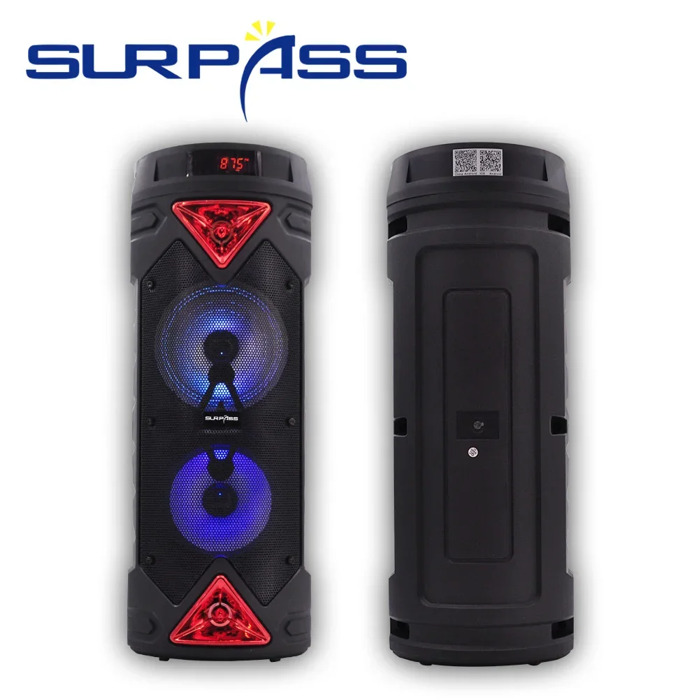 Dual 6.5 นิ้ว 30W BT ลําโพงไร้สายแบบพกพาคอลัมน์สเตอริโอเบสวูฟเฟอร์ Blue-tooth Music Center เสียงกล่องสนับสนุนไมโครโฟนวิทยุ FM