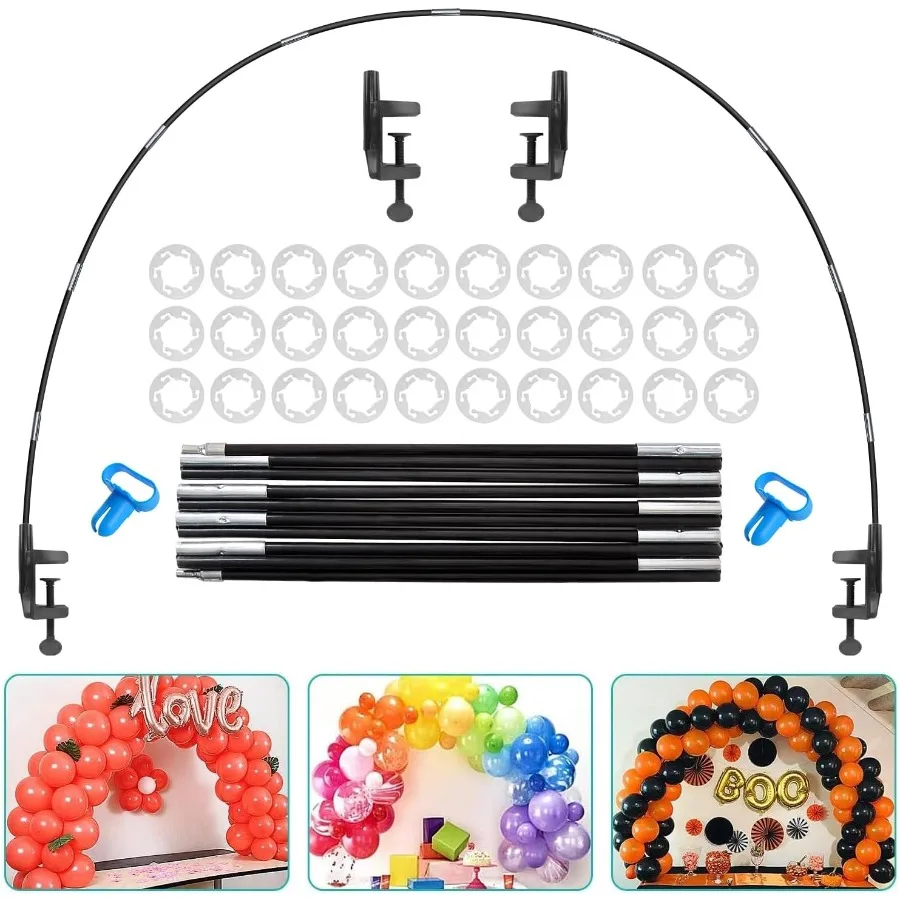 Kit de soporte de arco de globos ajustable de 13 pies, nuevo Kit de arco de globos de mesa reutilizable con Base, poste de fibra de vidrio de alta resistencia para Par DIY