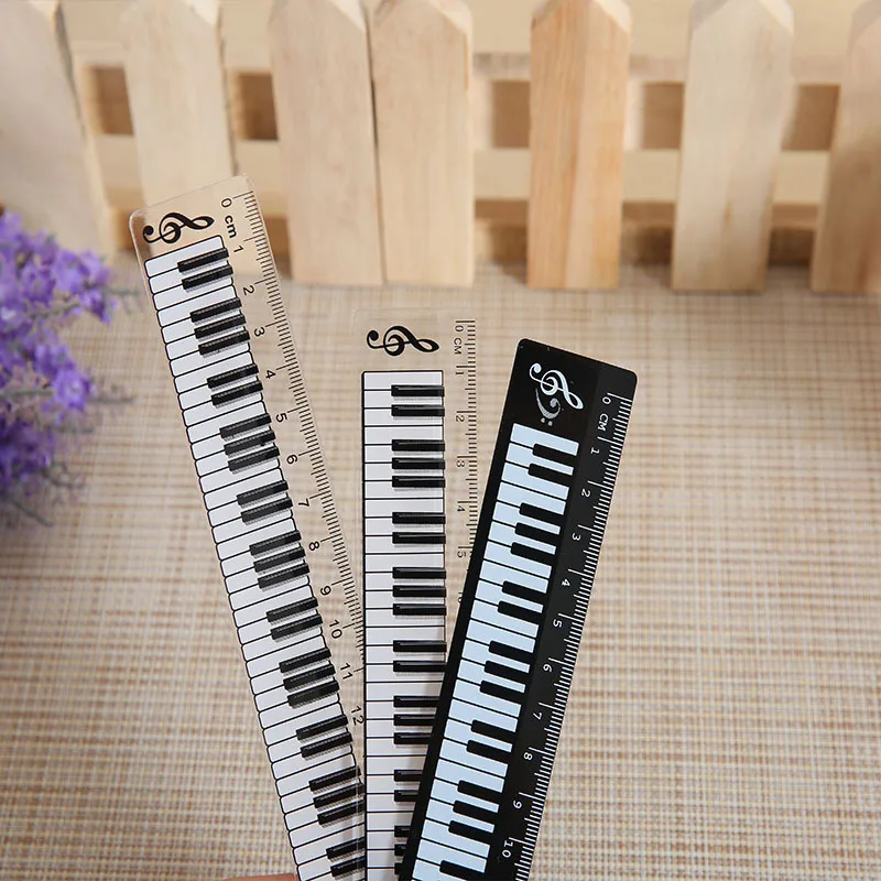 1 szt. 15cm czarno-białe nuty fortepian przezroczyste proste linijki rysowanie linijka miernicza Papeleria De Estudiante