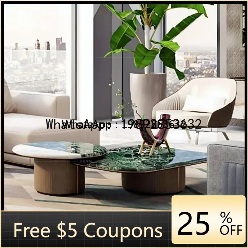 

F2 Marble Color Block Coffee Table Italian Style High-End Living Room Home High-End Villa Combination Tea Table