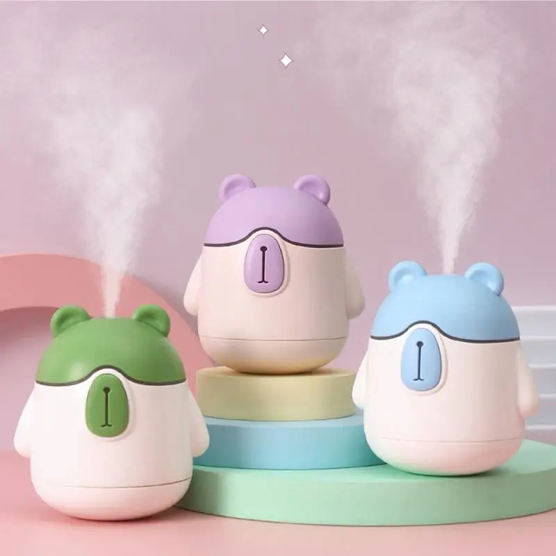 Cute Bear Humidifier 150ml Cartoon Bear Ultrasonic Air Humidifier Rechargeable Cool Mist Portable Diffuser For Bedroom Large