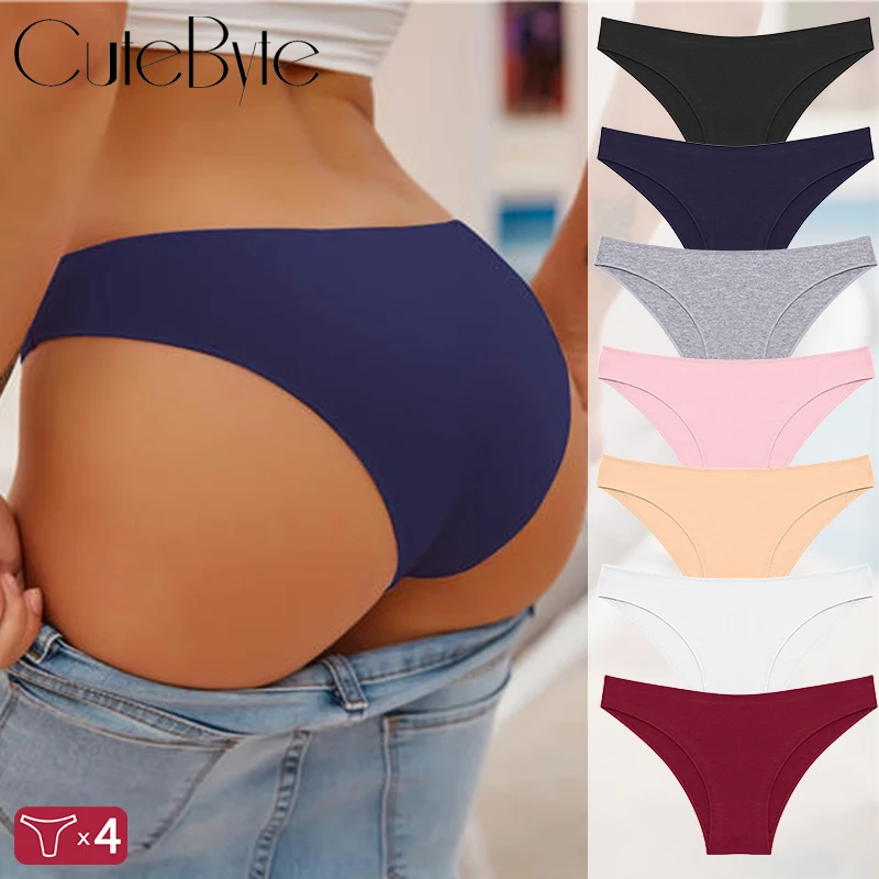 4 TEILE/SATZ Frauen Baumwolle Höschen Sexy Low Taille Nahtlose Slip Einfarbig Atmungs Weibliche Unterwäsche Weichen Bequemen Dessous