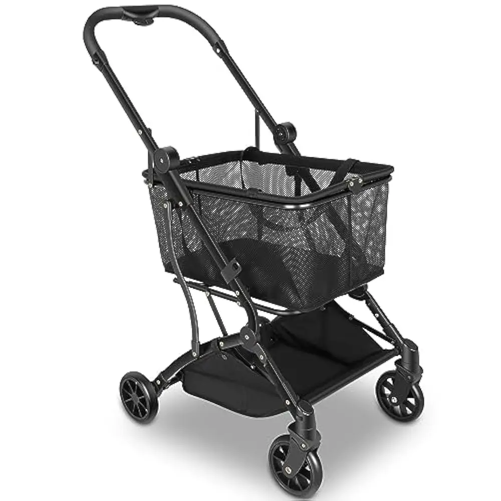 

Shopping Cart Collapsible Utility Trolley Cart Features Up 60 Lbs Total Weight Acity, Stylish Detachable Carry Bag, Swivel