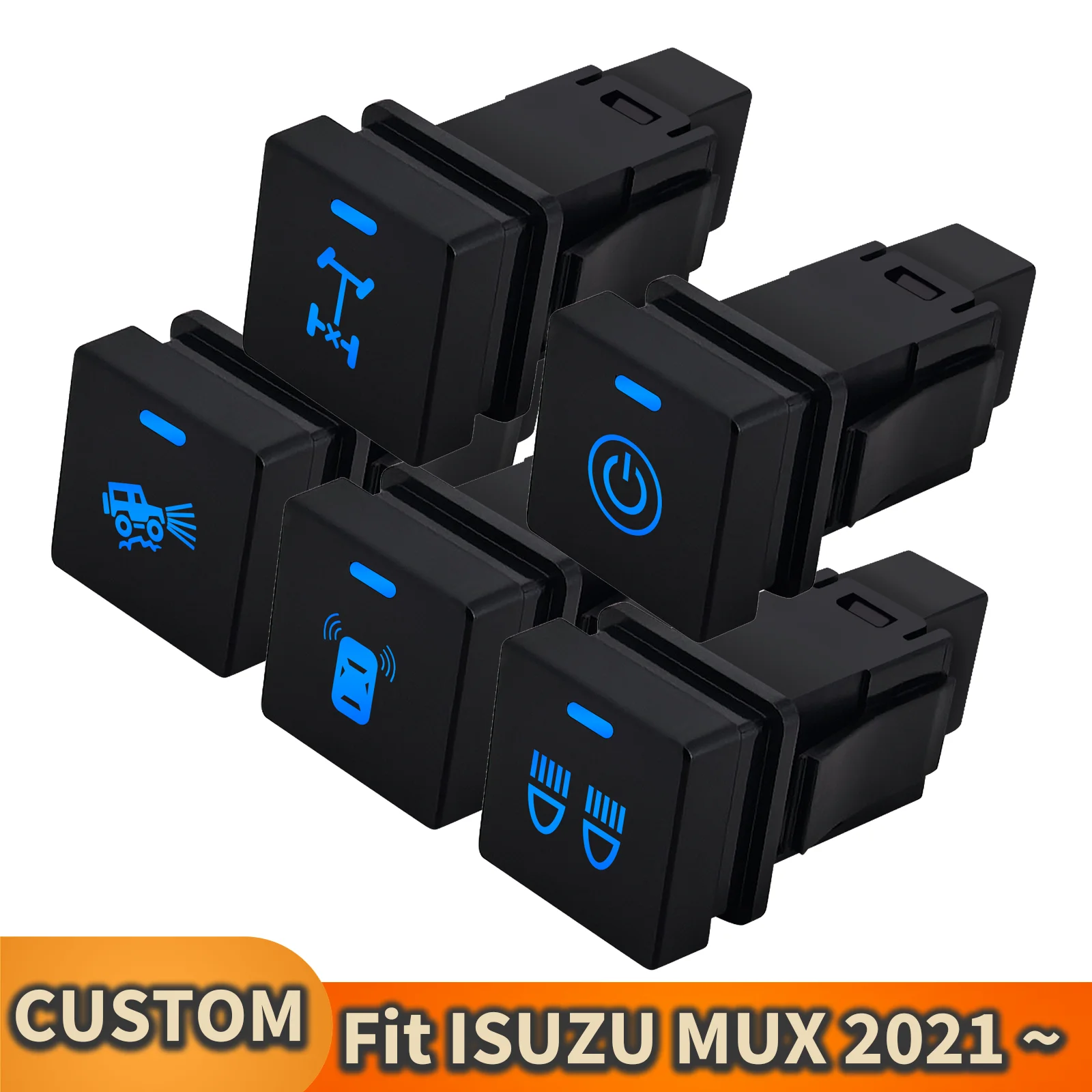 

12V Car Push Switch Blue Led Light Bar on-off Button for Isuzu MU-X (07/2021-up), D-Max / Mazda BT50 (October 2020 ~)