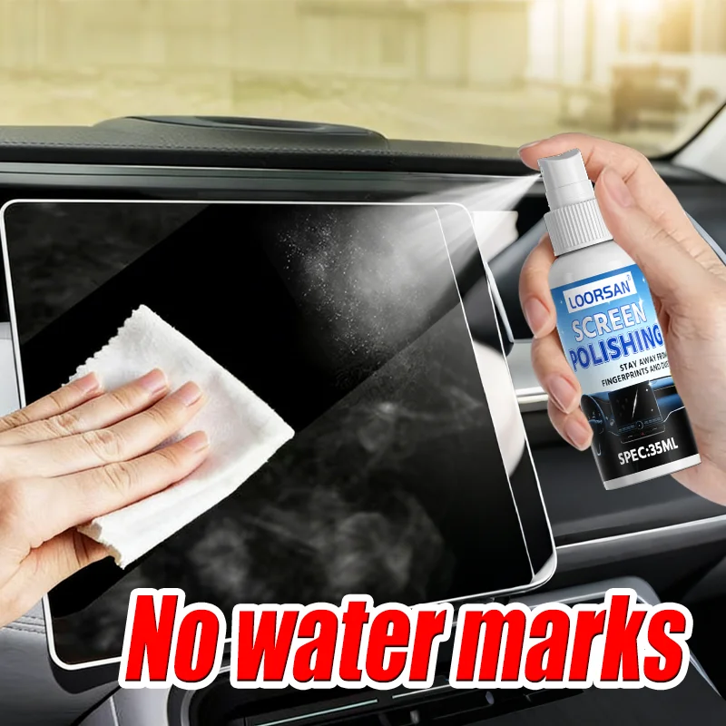 

Спрей для очистки экранов автомобиля 35 мл с микрофибровой салфеткой - удаляет отпечатки пальцев, не оставляет водных следов, очищает за 3 секунды для сенсорных экранов и задних стекол автомобиля