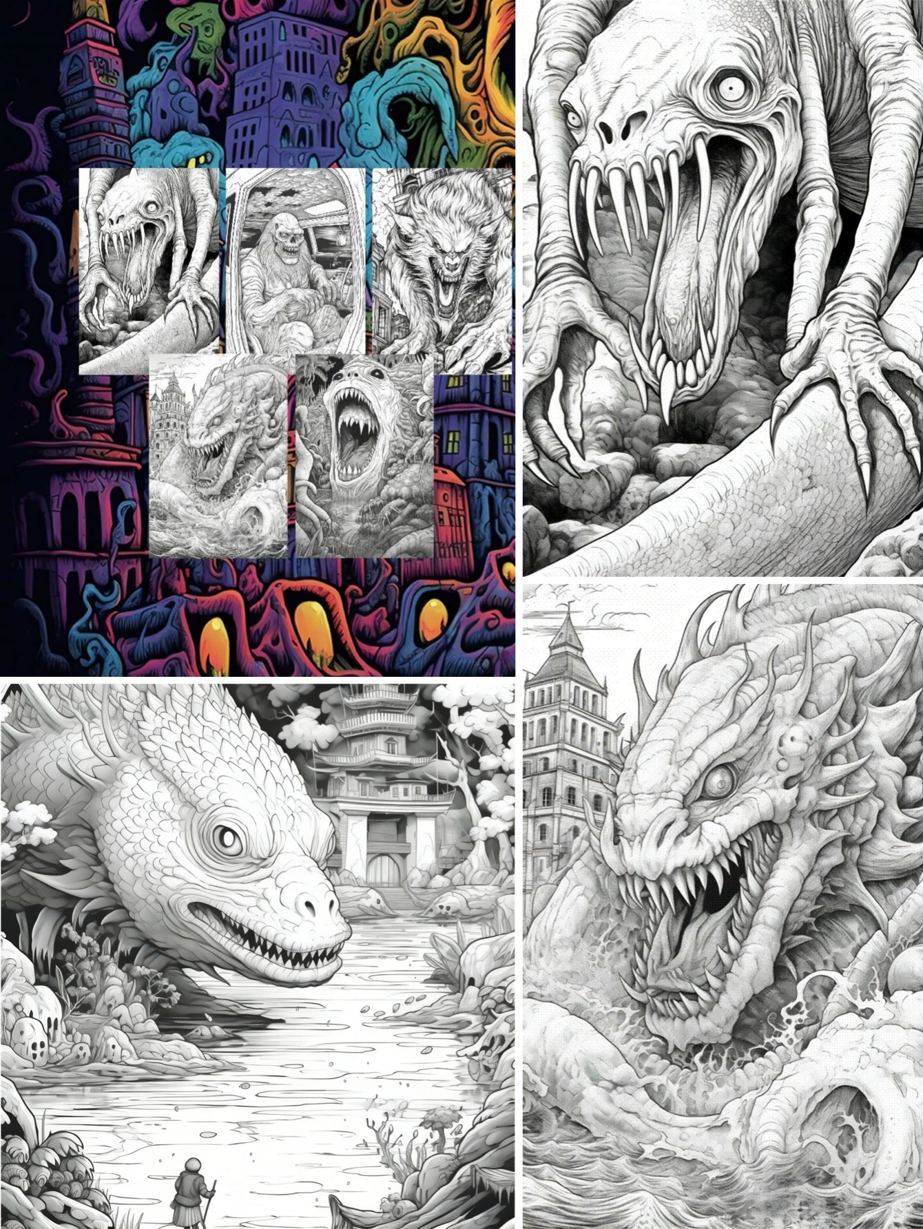 كتاب تلوين على شكل وحش ، أصلي ، ورق مطور ، سميك ، 20 صفحة ، كتب تلوين ، هدية للعطلات ، الكريسماس ، جديد ، 1 عرض #3