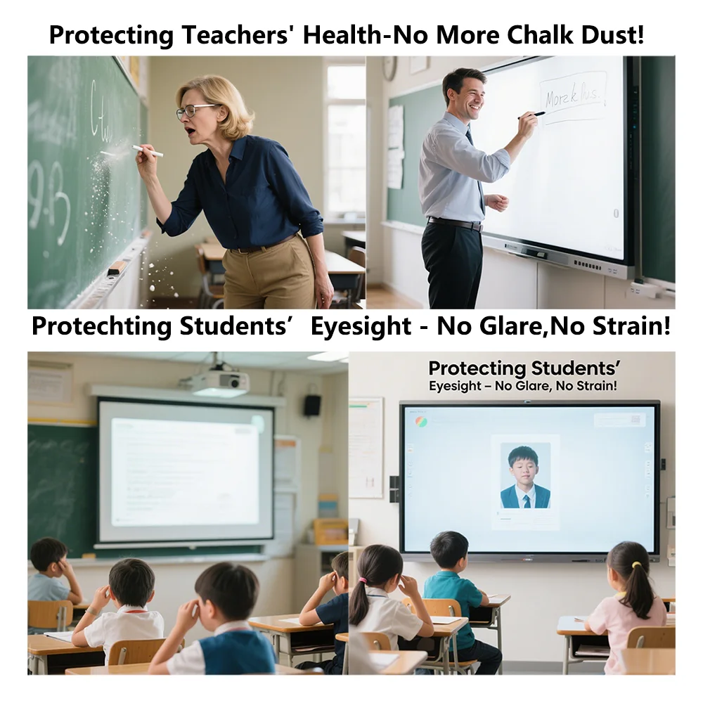 55 65 75 Inch Interactive Flat Panel With Interactive Pen and  Whiteboard LCD 4K Multi Touch Screen for School Classroom