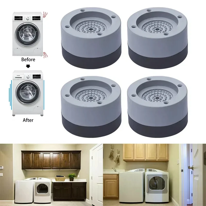 

4Pcs Washing Machine Anti Vibration Pads Lifting Rubber Feet Anti Slip Mute Furniture Leveler Universal Dampers Fixed Base