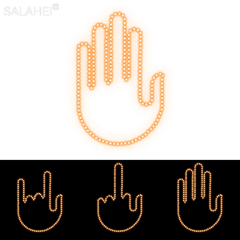 

Creative Fun Gesture Lamp Car LED Hand Gesture Sign Light Middle Finger Signs Warning Brake Light For Rear Window Auto Accessory