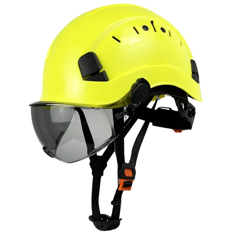 Construction Safety Helmet With Goggles Visor High Quality ABS Hard Hat Light ANSI Industrial Work Head Protection Rescue