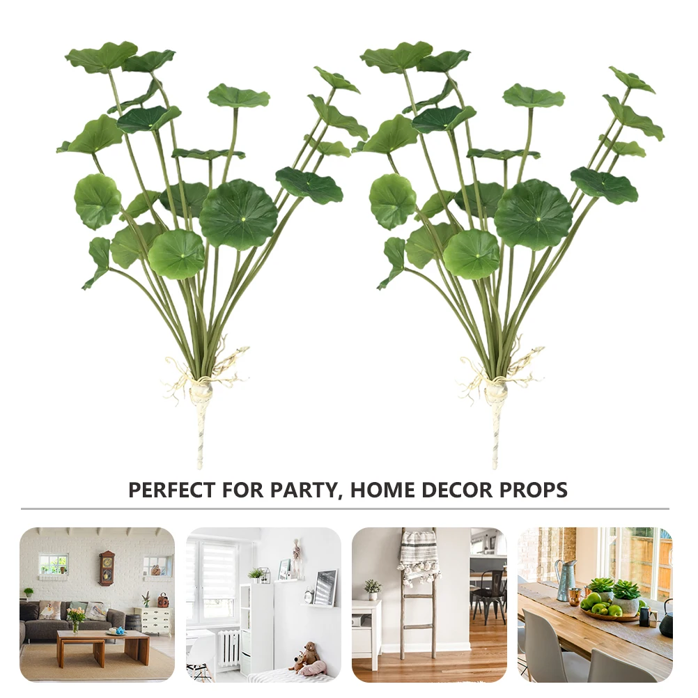 

2pcs Artificial Green Plants Faux Lotus Leaves Decor Indoor Home PartyDecoration Plastic Flowers Artificial Plants Simulation