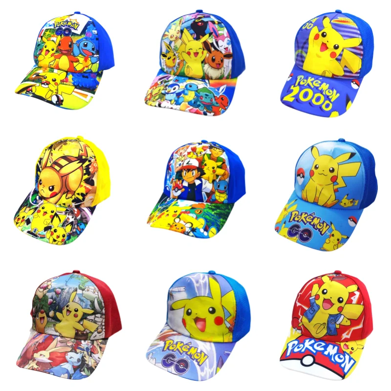 Pokemon Anime Figure Baseball Cap Cute Pikachu Charmander Hat Adjustable Cosplay Hip Hop Cartoon Hats Boy Girl Kid Birthday Gift