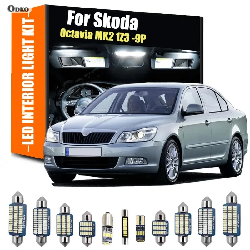 

For Skoda Octavia MK2 1Z3 9Pcs Canbus LED Bulb Car Interior Light Kit Hatchback Combi Car Lights Signal Lamp