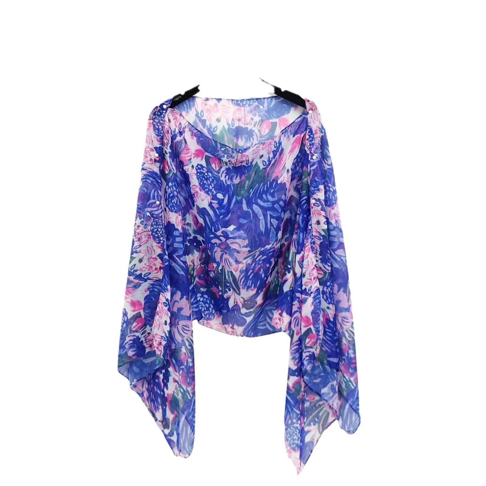 Fashion Women Summer Chiffon Shawl Scarf Lady High Quality Wrap Light Weight Stole Travel Cloak Floral Print Bikini Cover