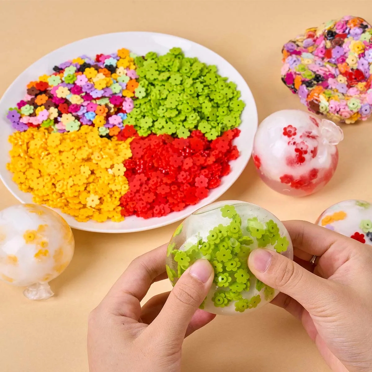 100g Colorful Small Flower  Filler for DIY Squishy Bobo Ball Plug Beads Squeeze Toy Stuffing Handmade Stress Relief Craft Access