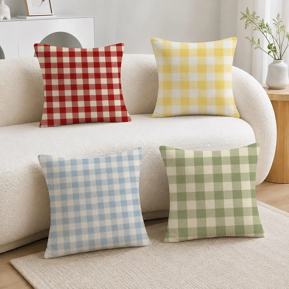 Pattern Gingham Pattern Cushion Cover Soft Plush Cushion Covers Fluffy Throw Pillow Cases for Sofa Bedroom Home Decor