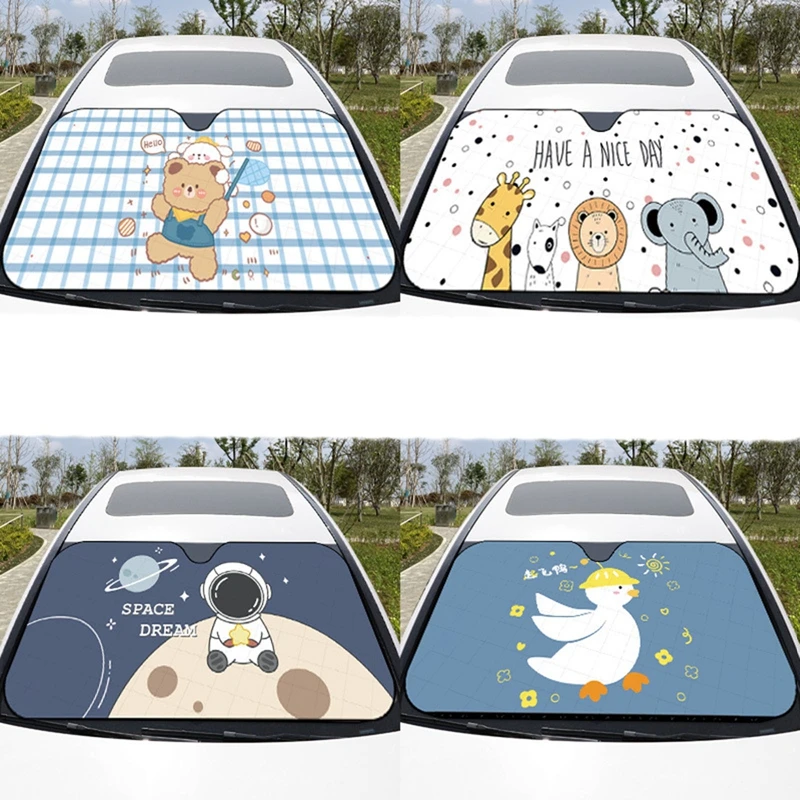 Cute Cartoon Windshield Sunshade Car Window Windscreen Cover Sun Shade Auto Sun Visor Car-covers Car Solar Protection