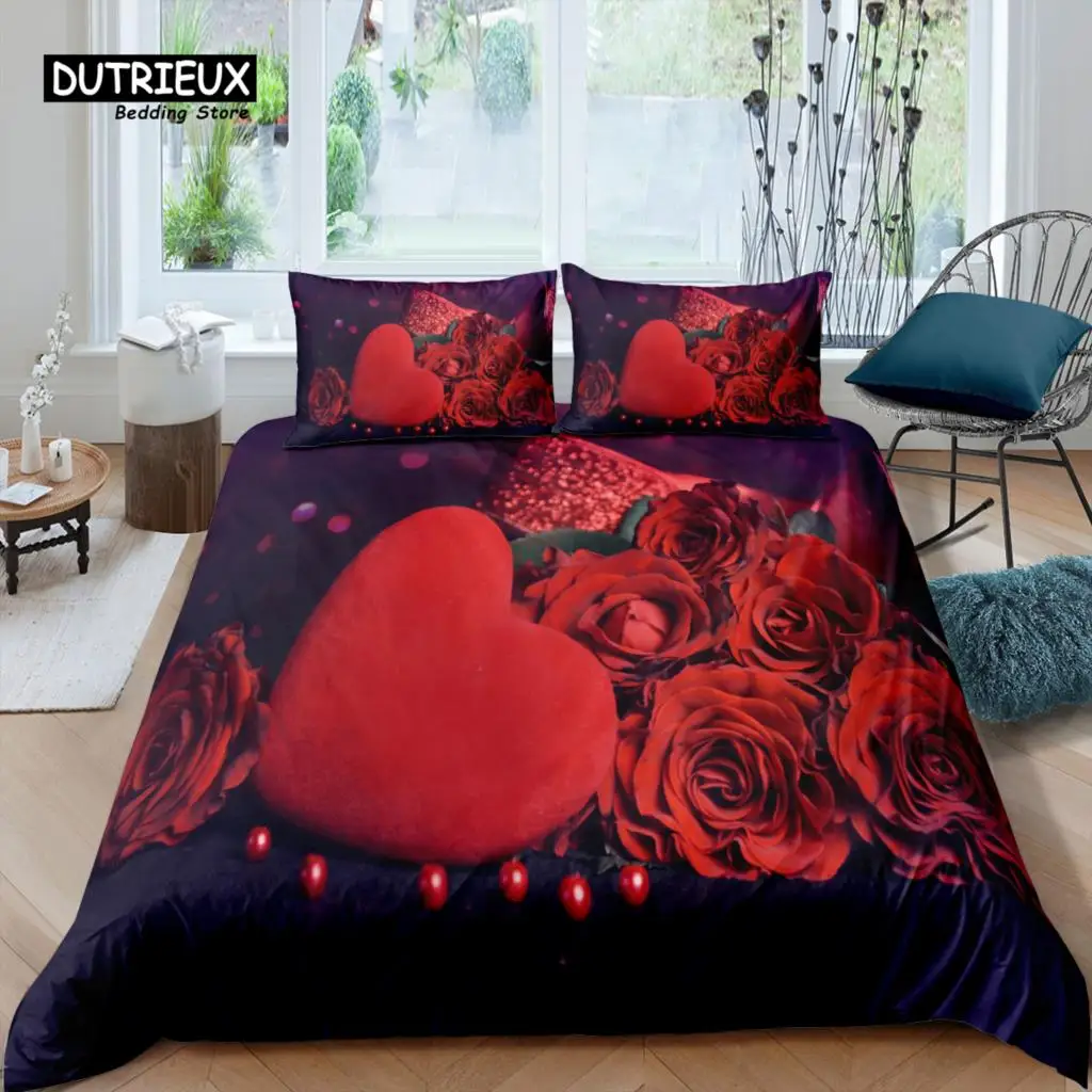 

Home Living Luxury 3D Red Rose Bedding Set Duvet Cover Pillowcase Kids Bedding Set Queen and King EU/US/AU/UK Size