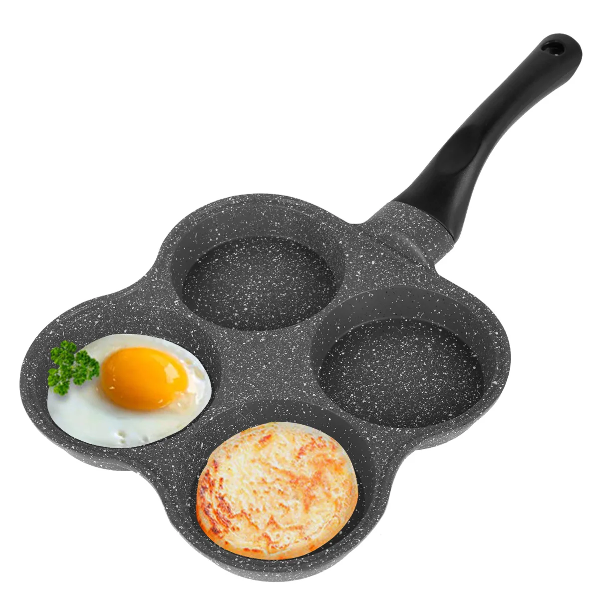 4 Holes Frying Pot Pan Thickened Non-Stick Fried Egg Pan for Egg Burger Maker Steak Ham Breakfast Cooking  Kitchen Utensils