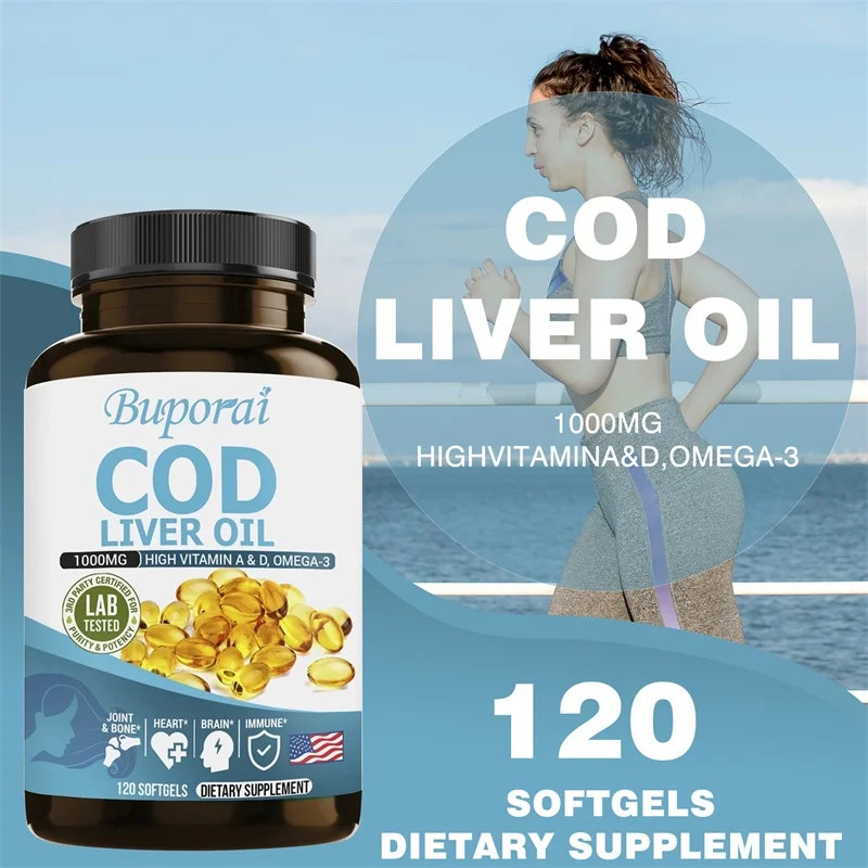 Cod Liver Oil Capsules - Support Stress Relief, Strengthen The Brain, Bones,Improve Memory and Intelligence