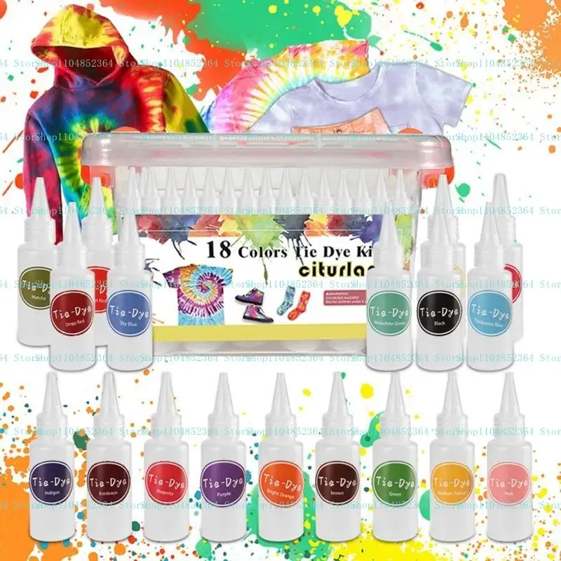 

Набор красителей «сделай сам», 18-цветный набор красителей для ткани с резиновыми лентами, перчатками, фартуком и чехлом для стола для поделок, проектов ручной работы