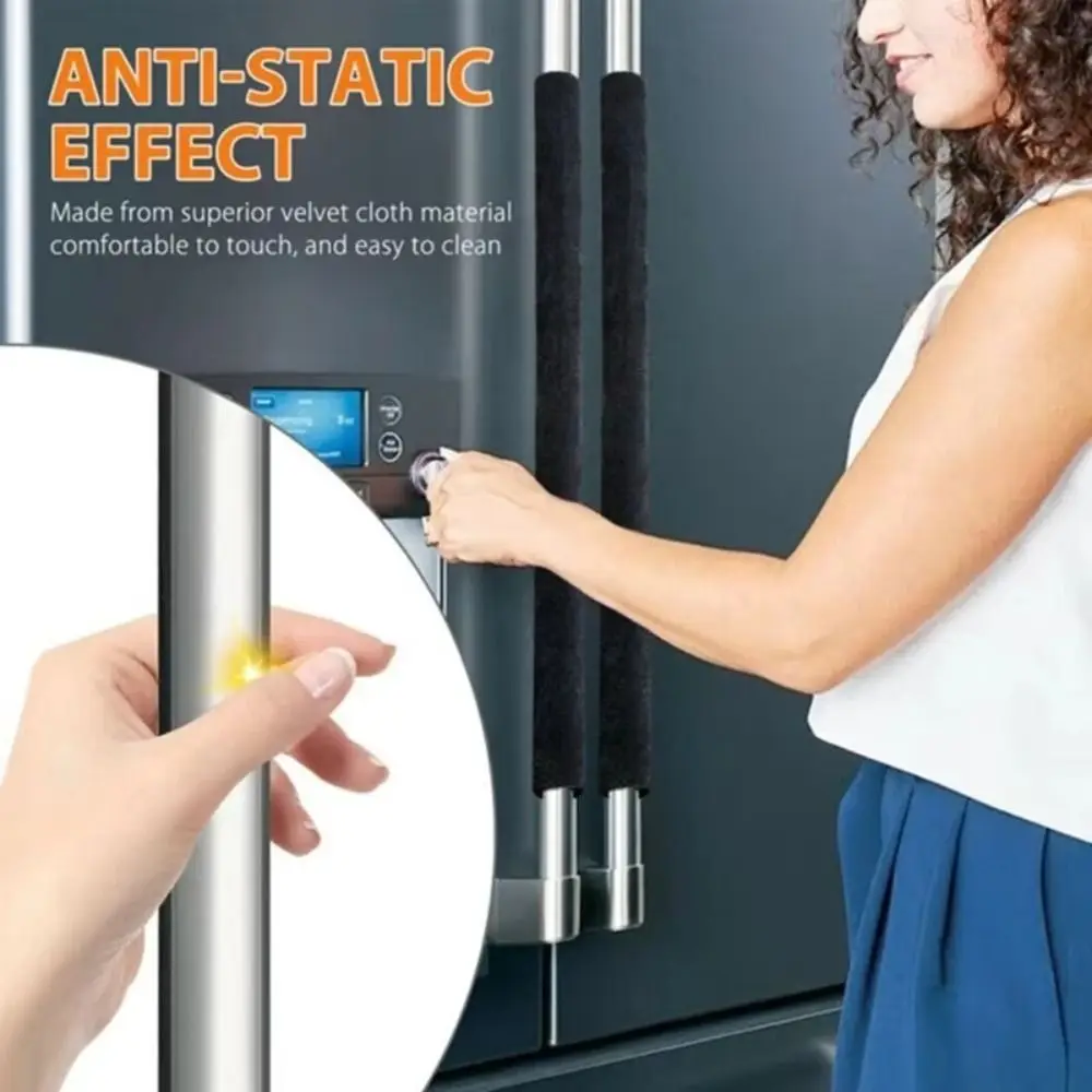 2Pcs Oil-proof Refrigerator Handle Cover Washable Appliance Handle Covers Stain-resistant Microwave Oven Mitts Home Decors