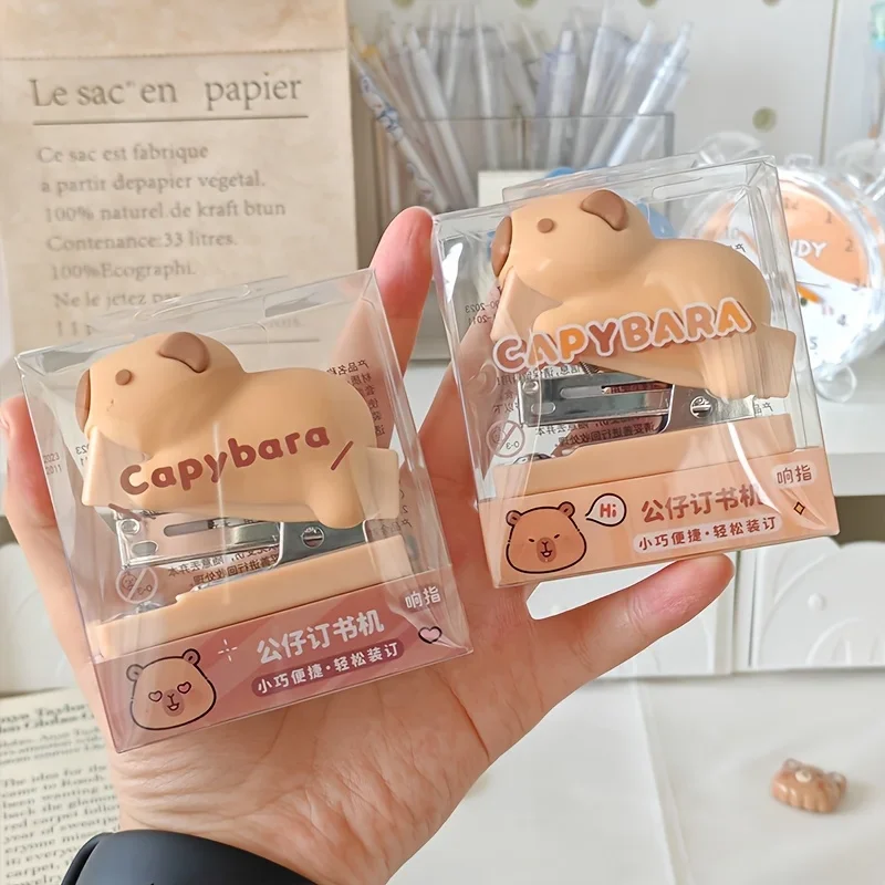 

Capybara Stapler Set, Mini Stapler for Students, Office Binding Supplies