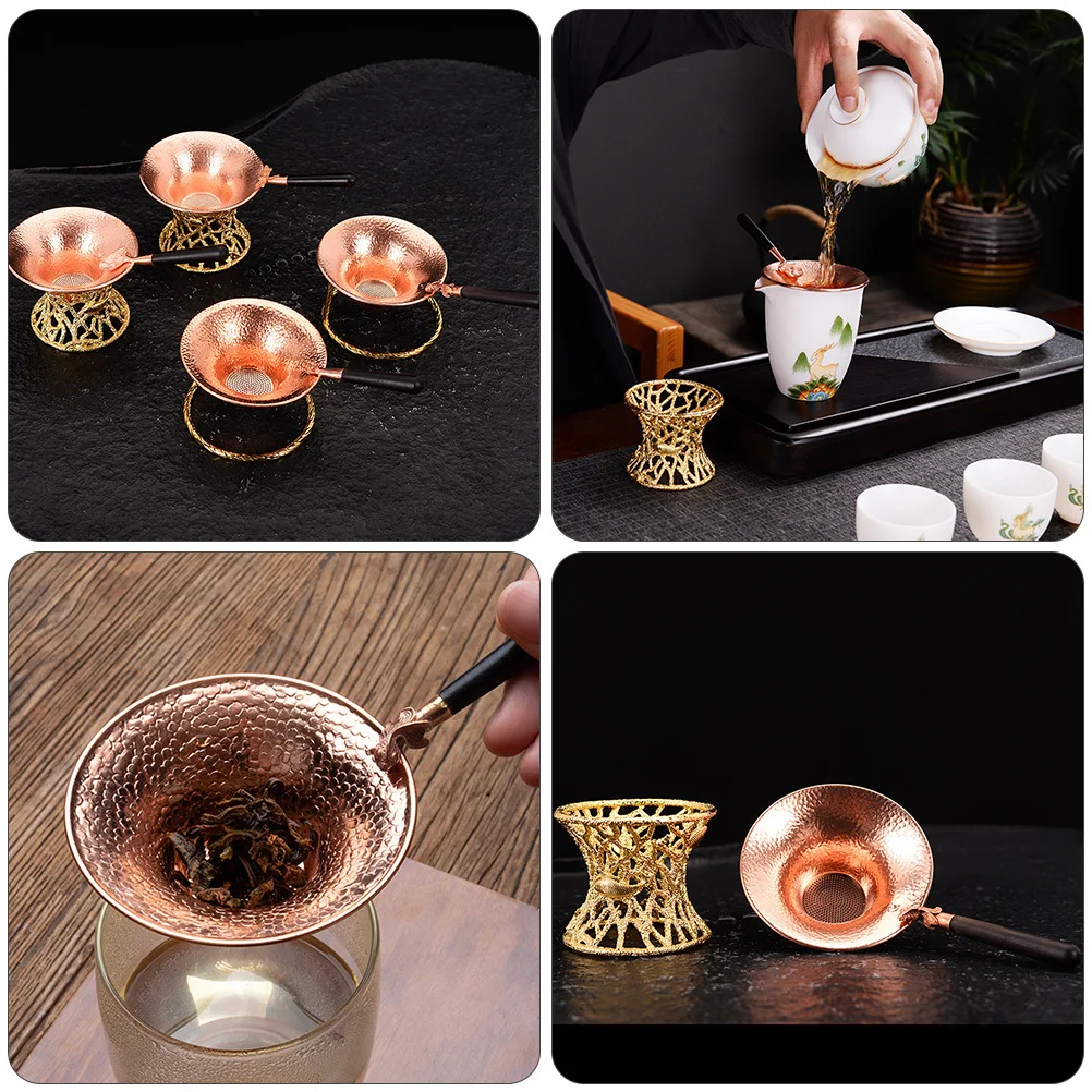 

1pc Purple Copper Strainer Gold Fish Pattern Wooden Handle Strong Strainer For Loose Leaf Tea Filter Tea Accessories