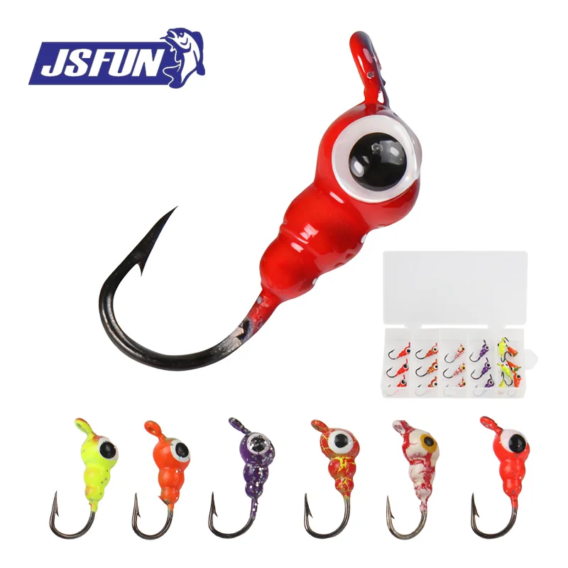 JSFUN 18 Stück Angelköder, Eisfischen-Jigs, leuchtende Eisfischen-Ausrüstung, Bass-Crappie-Jigs, Kopfhaken für den Winter, Eis-Jigging-Köder