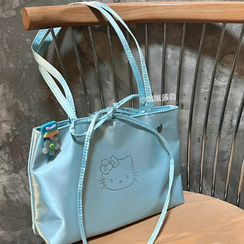 MBTI Hello Kitty Damen-Umhängetasche, elegant, niedlich, Seide, Y2k-Strass, modische Handtasche, lässig, literarisch, Harajuku, neue Achseltasche