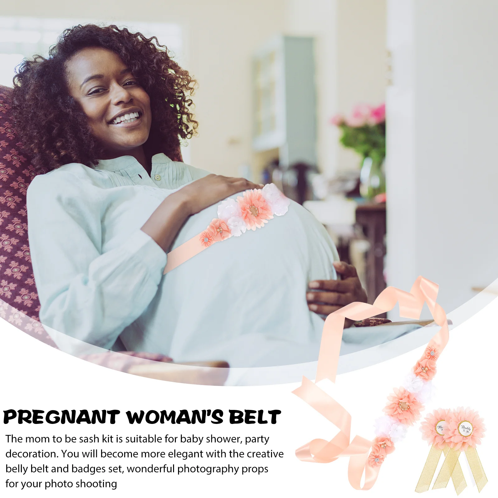 1 مجموعة الأمومة وشاح مجموعة الحمل زهرة حزام الأم لتكون وشاح دش الصدار دبوس صور الدعائم للكشف عن الجنس #1