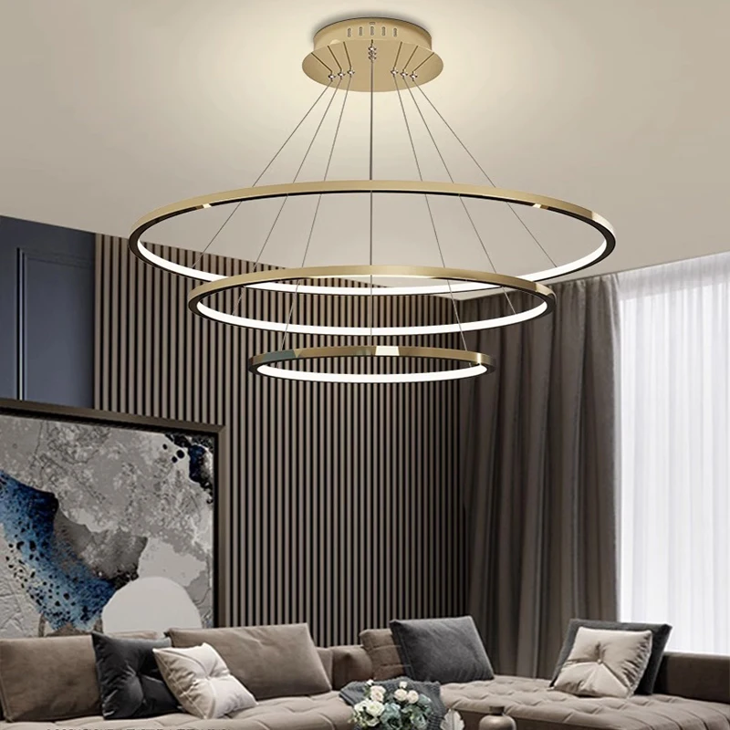 Anel Pingente Lâmpadas de Teto LED, Home Living Room Decoração, Sala de jantar Lustre, Iluminação Interior, Luminária Pendurada, Lustre