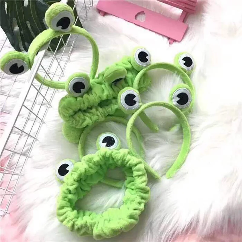 Cute Cartoon Green Frog Headband Wash Face Makeup Hair Hoop For Women Girls Bandwidth Edge Tighten Headwear Hair Accessories