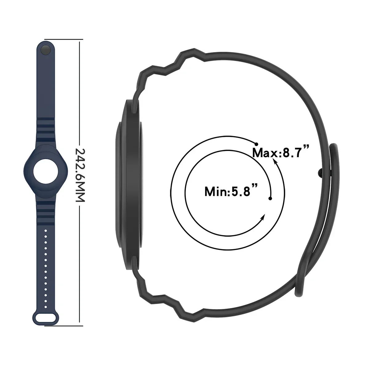 Custodia AirTag cinturino in silicone cinturino regolabile antigraffio braccialetti protettivi AirTag supporto accessori tracker per bambini