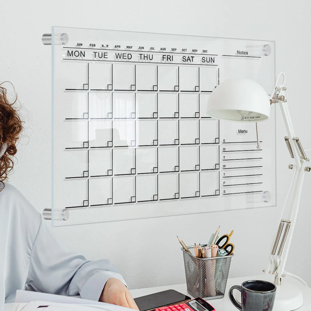 Home Sign Acrylic Wall Calendar Whiteboard Monthly Glass Chore Chart Reusable Rv Fridge Memo Boards Weekly Planner