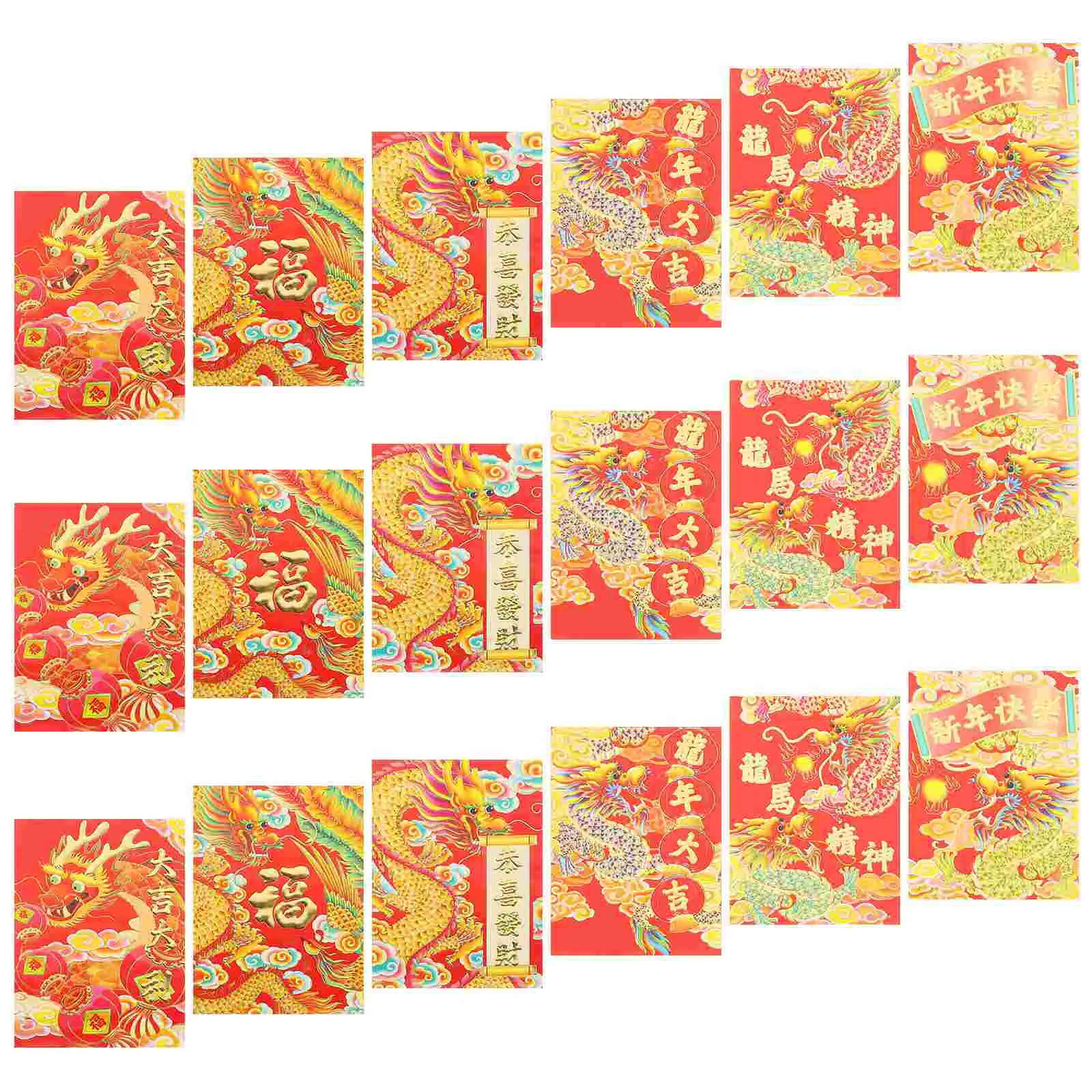 

30 Pcs 2024 Year of The Dragon Red Packet New Purse Chinese Envelopes Letter Style Paper