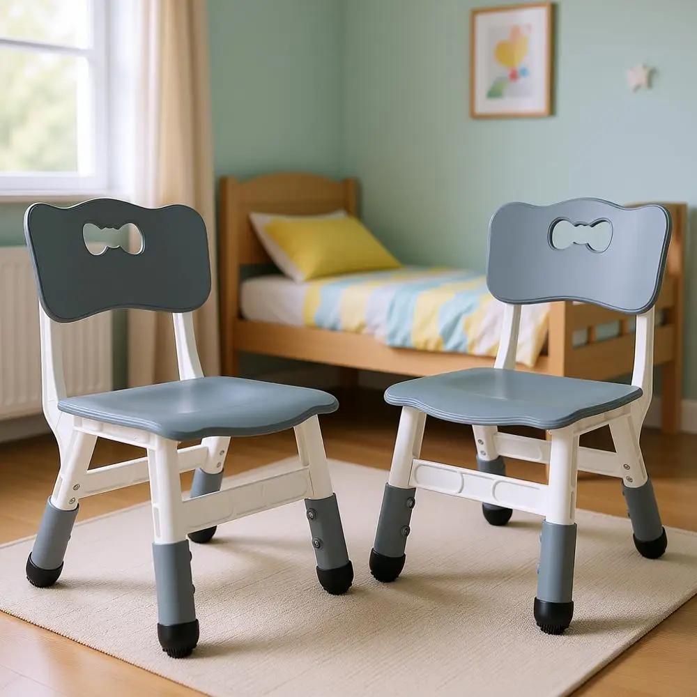 

Набор из 2 регулируемых по высоте детских стульев, подходит для детей от 3 до 8 лет, выдерживает до 100 кг, идеально подходит для классов, детских садов и дома.