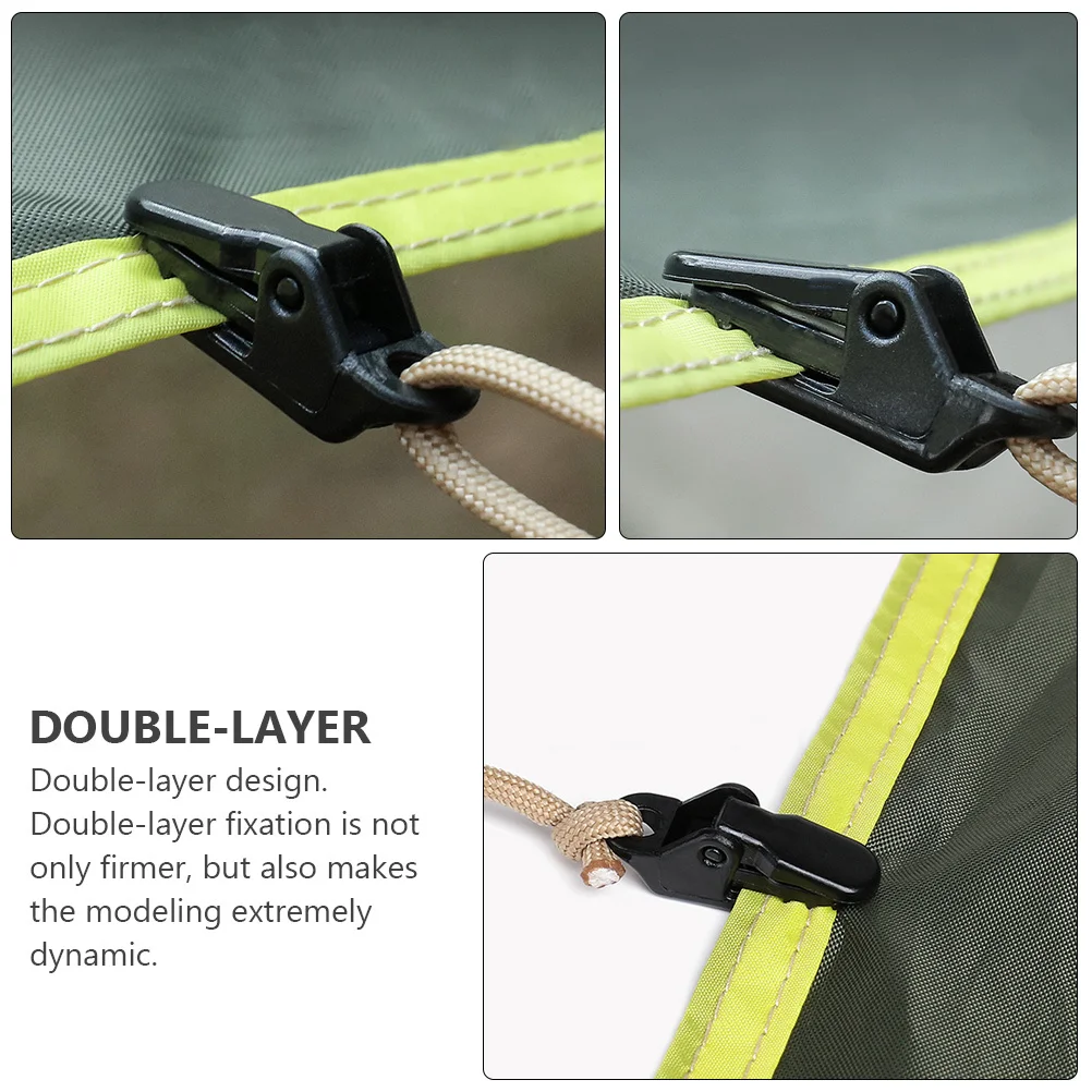 

50Pcs Double Layer Tent Clips Windproof Tarp Clamp for Camping Hiking Fishing Shelter Fixing Clip Lightweight Portable Fastener