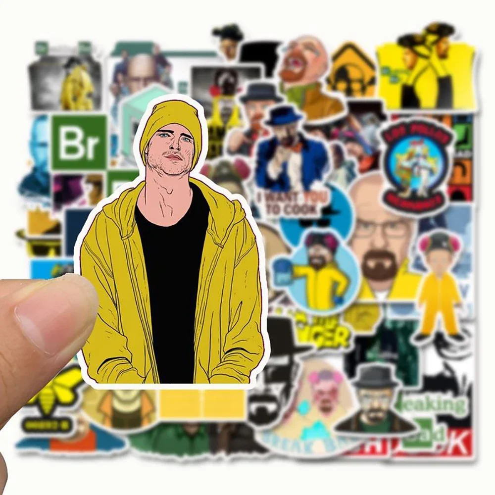 50pcs Breaking Bad TV Show Stickers PVC Waterproof Toy Graffiti Kid Stickers Skateboard Guitar Suitcase Luggage Car Decal