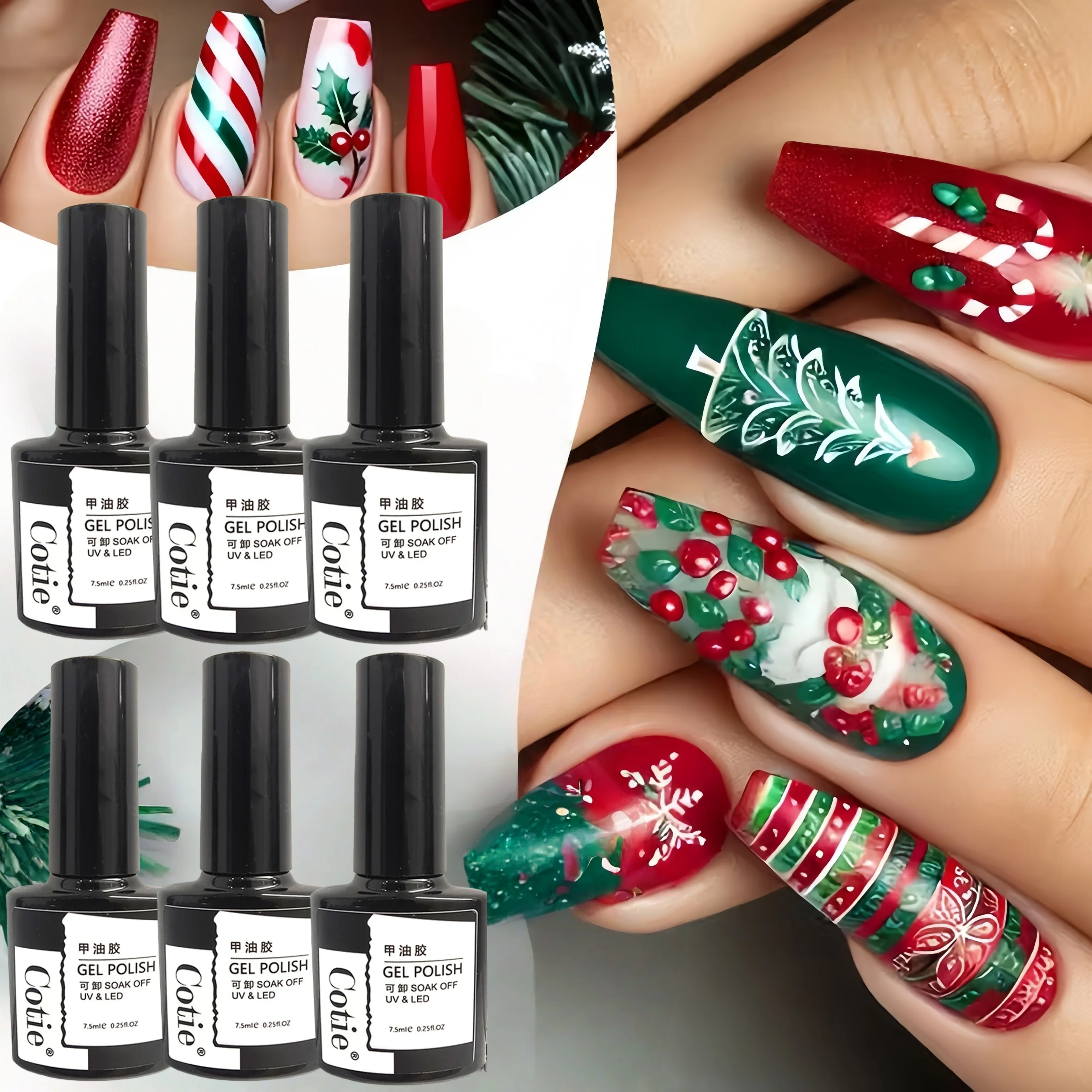 Christmas Series Pure Color Nail Gel Set, Includes Base Coat and Mirror Top Coat, Vibrant Colors,  Suitable for Salons